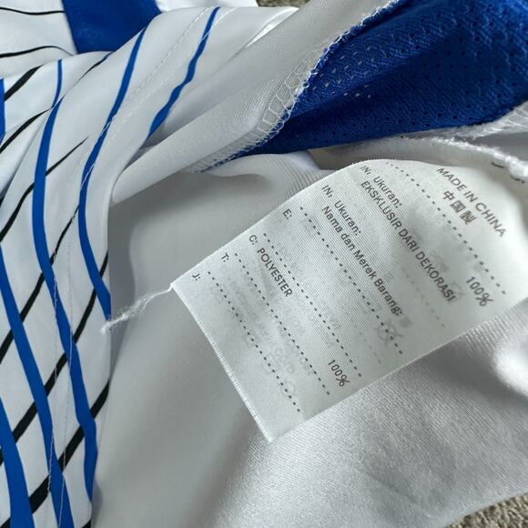 Sport Dri Shirt Mens XXL 2XL White Blue Geometric Polyester Short Sleeve - Picture 5 of 12